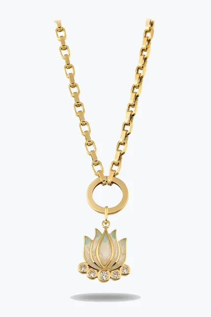 Altın Mavi Lotus Charm Kolye 14 Ayar altın Charm Kolye modelleri ve fiyatlarıdan bir ürünü