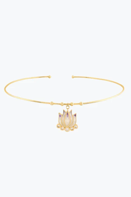 Mor Lotus Tel Choker 14 Ayar altın Choker Kolye modelleri ve fiyatlarıdan bir ürünü