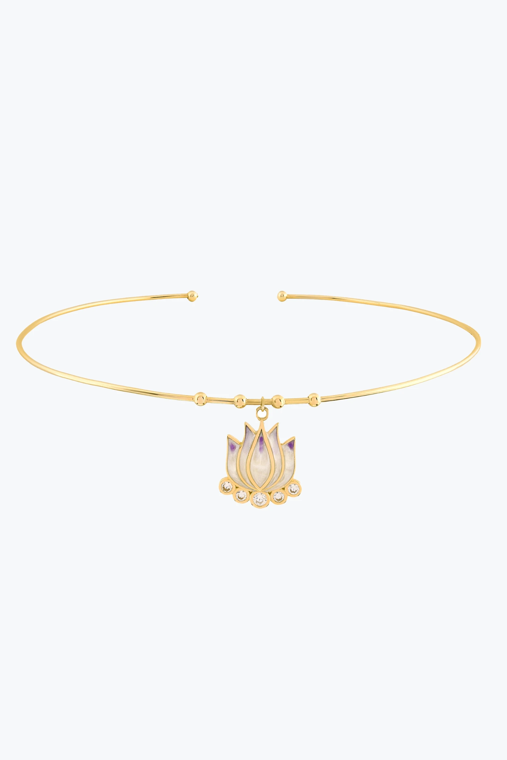 Mor Lotus Tel Choker 1 Mor Lotus Tel Choker 14 Ayar altın Choker Kolye modelleri ve fiyatlarıdan bir ürünü