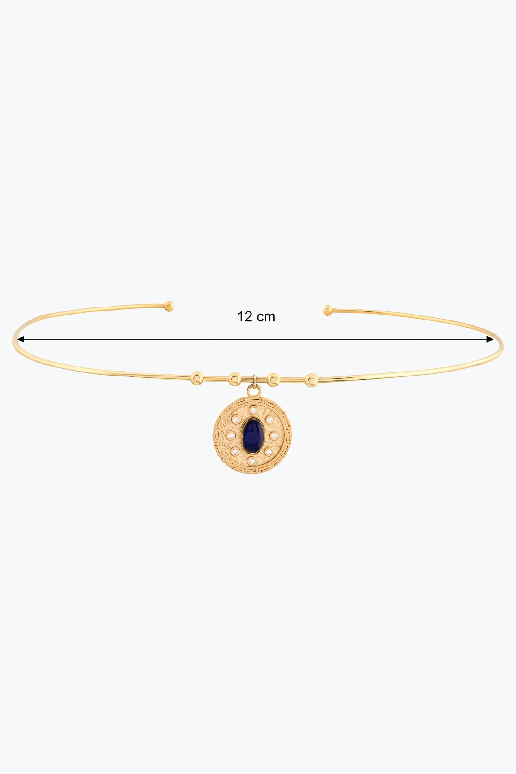 Oval Lacivert Taşlı Madalyon Uç Tel Choker 5 Oval Lacivert Taşlı Madalyon Uç Tel Choker 14 Ayar altın Choker Kolye modelleri ve fiyatlarıdan bir ürünü