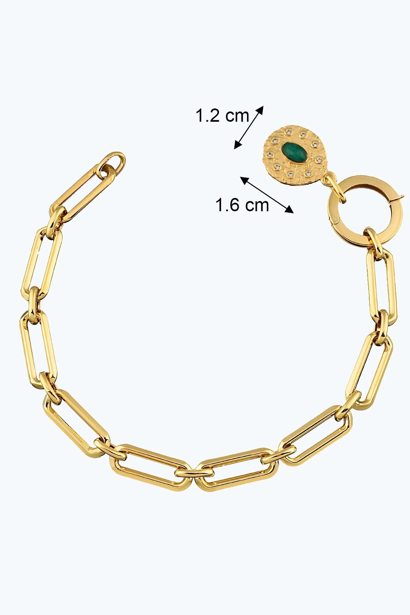 Oval Yeşil Taşlı Asimetrik Madalyon Uçlu Charm Bileklik 5 Oval Yeşil Taşlı Asimetrik Madalyon Uçlu Charm Bileklik 14 Ayar altın Charm Bileklik modelleri ve fiyatlarıdan bir ürünü